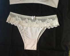 Conjunto Lingerie Branca Renda Elo