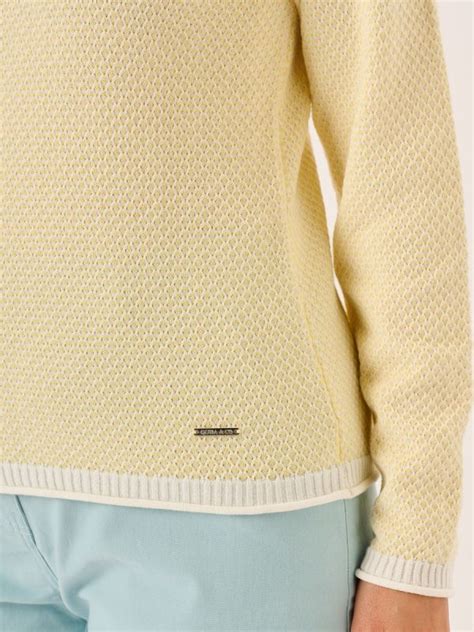 Ladies Light Yellow Textured Jumper Raglan Knit Barona