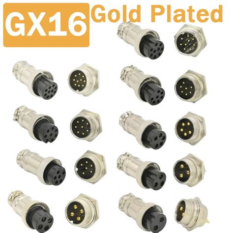 5 20 100Set GX16 Gold Plated Male Female Docking Aviation Plug Circular