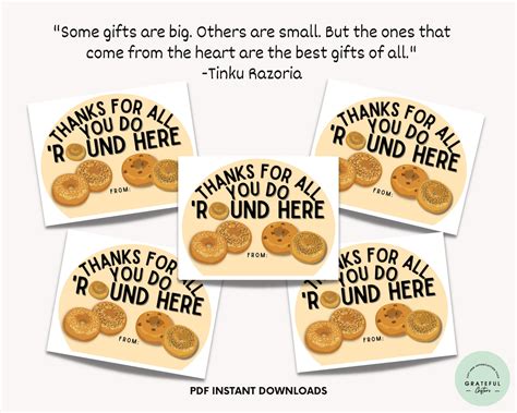 Printable Thanks For All You Do Round Here Gift Tags Bagels For