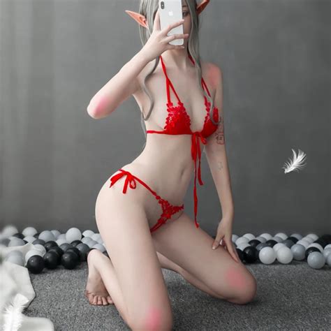Floral Bandage Bikini Lace See Through Erotic Sleepwear Open Crotch