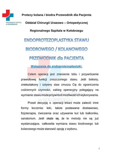 PDF Protezy Kolana I Biodra Przewodnik Dla Pacjenta DOKUMEN TIPS