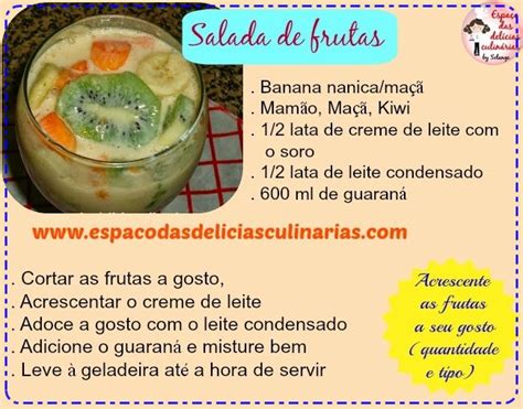 Salada De Frutas Receita Para Imprimir E Colecionar Espa O Das