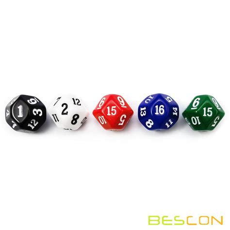 Bescon 16 Sides Dice In Assorted Solid Colors D16 Game Dice 5pcs Set