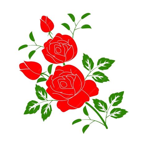 Premium Vector Red Rose Leaf Flower Floral Design Graphics Vector Illustration