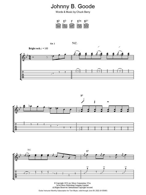 Johnny B Goode - Guitar Tab and Musical Notation | PDF