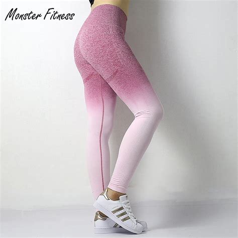 2018 Stretchy Gym Tights Energy Ombre Seamless Leggings Tummy Control