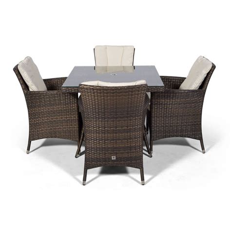 Savannah Rattan 4 Seat Dining Set [square Table]