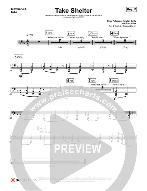 Take Shelter Unison Part Choir Trombone Tuba Sheet Music Pdf Keith