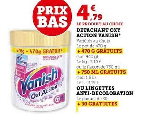 Promo Détachant Oxy Action Vanish Ou Lingettes Anti décoloration chez