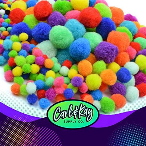 Carl And Kay Jumbo Assorted Size 360 Pom Poms For Crafts 50 Googly Eyes