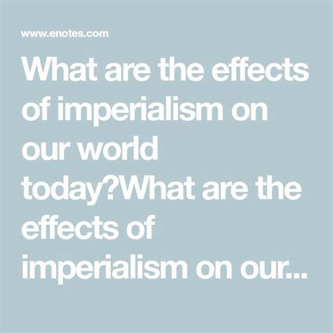 The Enduring Impact of Imperialism