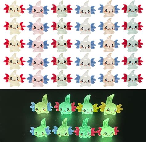 Amazon Exasinine 30 Pcs Luminious Axolotl Figurine Mini Resin