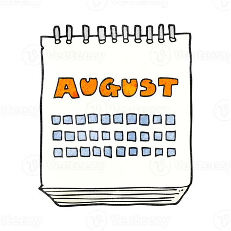 textured cartoon calendar showing month of august 44968906 PNG