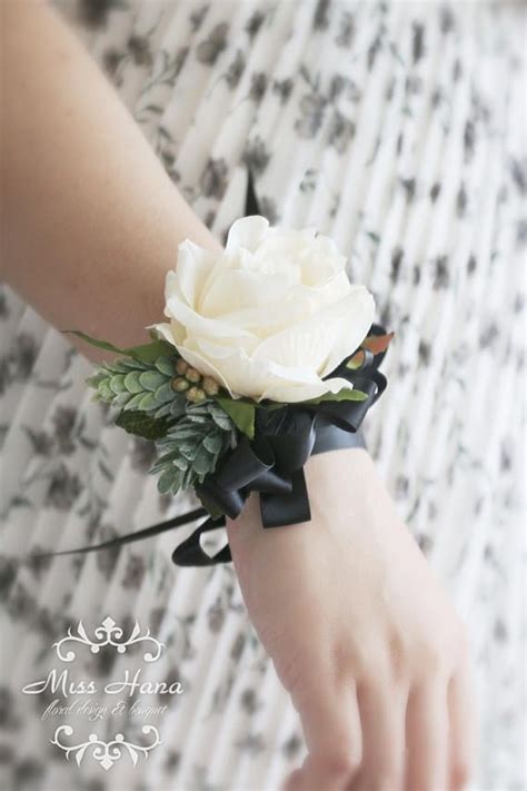 Rustic Corsage Black Corsage Pinecone Ivory Rose Corsage Corsage Prom