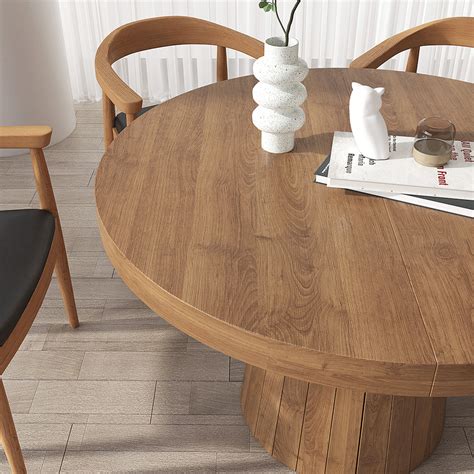 Japandi Extendable Dining Table Seater Walnut Oval Round