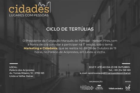 Fundação Marquês de Pombal promove ciclo de tertúlias Cidades lugares