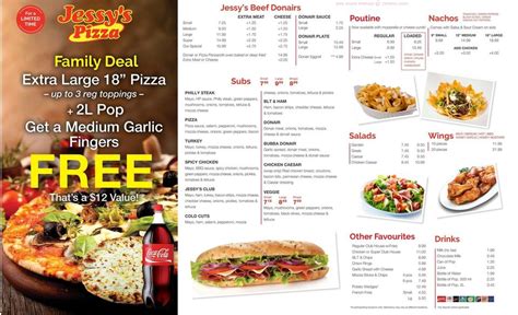 Menu at Jessy's Pizza Dauphin restaurant, Dauphin