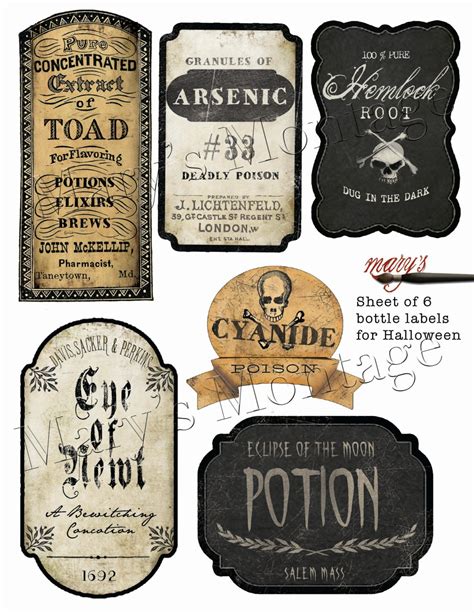 Printable Halloween Bottle Labels