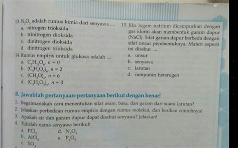 Rumus Kimia Dari Dinitrogen Trioksida Adalah C Uji Kompetensi