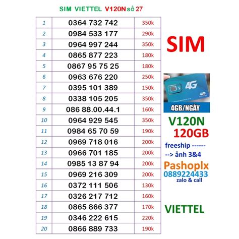 Sim Viettel V N S P Gb Data G G I Viettel D I Free