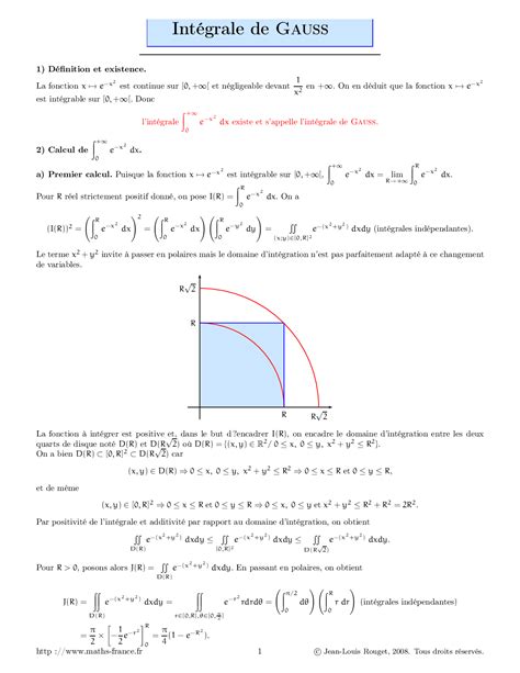 Intégrale De Gauss Alloschool