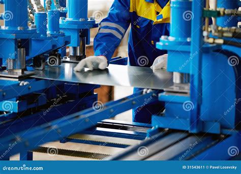 Sheet Of Metal And Hands Of Worker Stock Image Image Of Panel Load