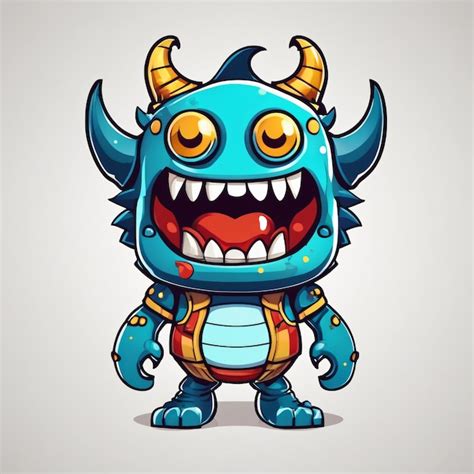 Premium Photo Funny Cartoon Monster With Horns Illustration Isolated