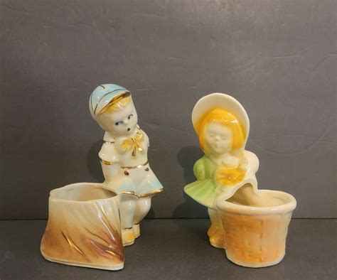 Pair Of Shawnee Pottery Planters Boy And Girl 533 534 USA Etsy