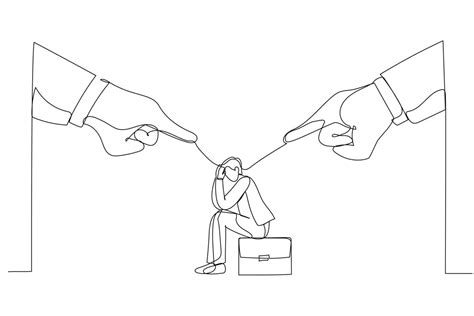 Illustration Of Giant Boss Hands Pointing And Blaming At Depressed