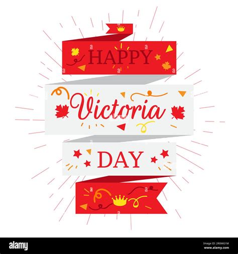 Happy Victoria Day Sticker And Banner With Royal Crown Vector Stock