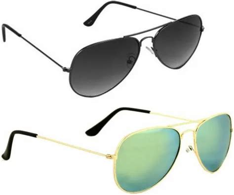 Buy Elgator Uv Protection Aviator Full Frame Black And Green Sunglasses For Men And Women Pack