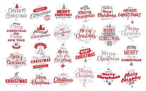 Merry Christmas Typographic Emblems Set Stock Vector Illustration Of