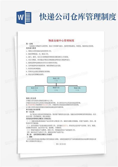 物流仓储中心管理制度word模板下载熊猫办公