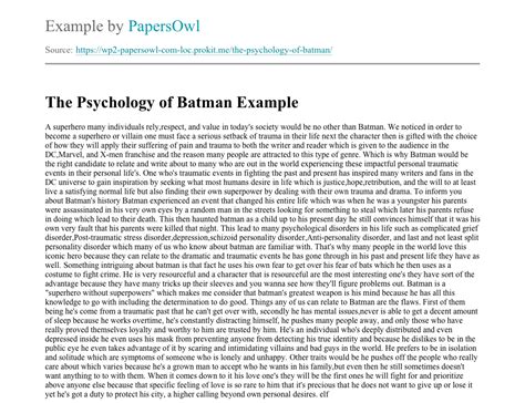 The Psychology Of Batman Free Essay Example