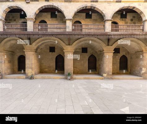 Facade Of Historic Wikala Of Bazaraa Building With Vaulted Arcades And