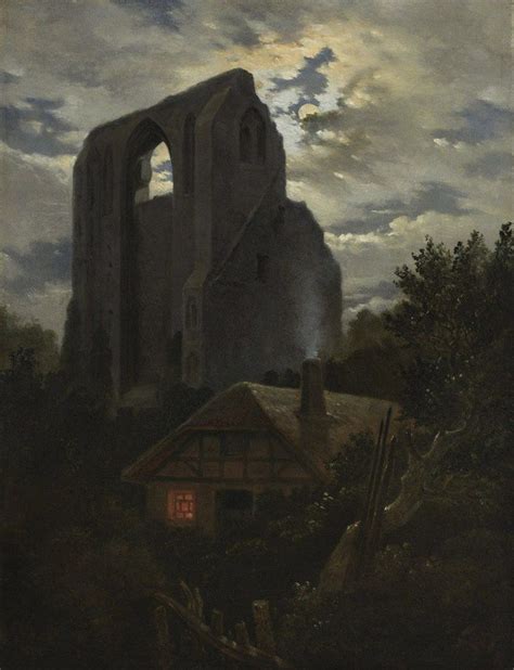 Carl Gustav Carus The Ruins Of Eldena Abbey Near Greifswald With A