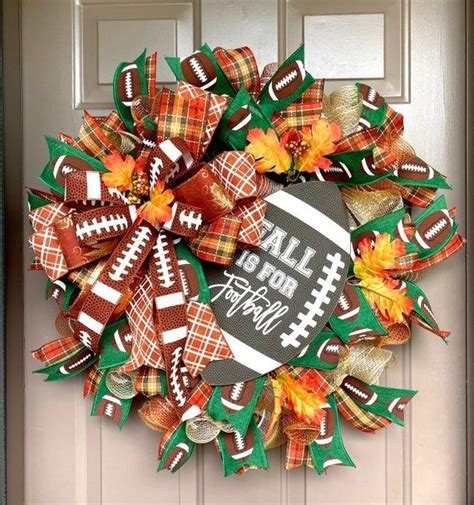 Football Front Door Wreath Football Deco Mesh Wreath Fall Etsy Fall