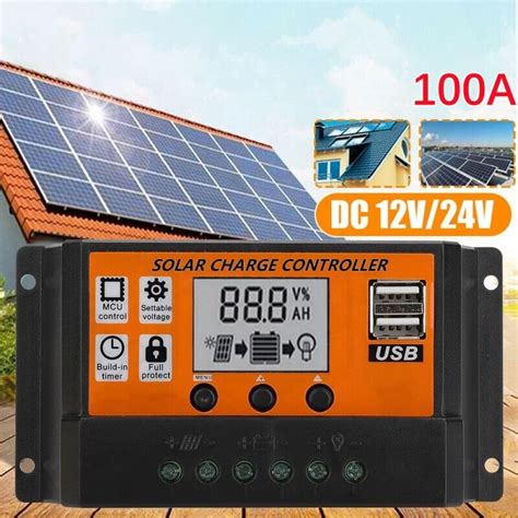 100a Pwm Solar Panel Regulator Charge Controller 12v 24v Auto Focus Tracking Ebay