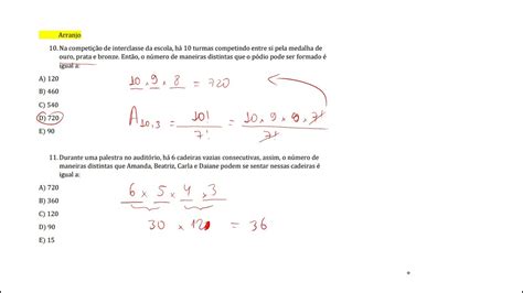 Análise Combinatória 3 Questões de Arranjo Simples YouTube