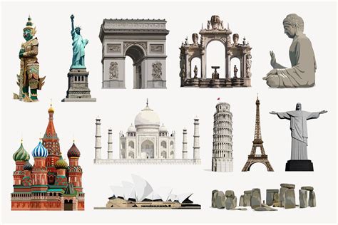 World S Famous Landmarks Sticker Architecture Premium Vector Rawpixel