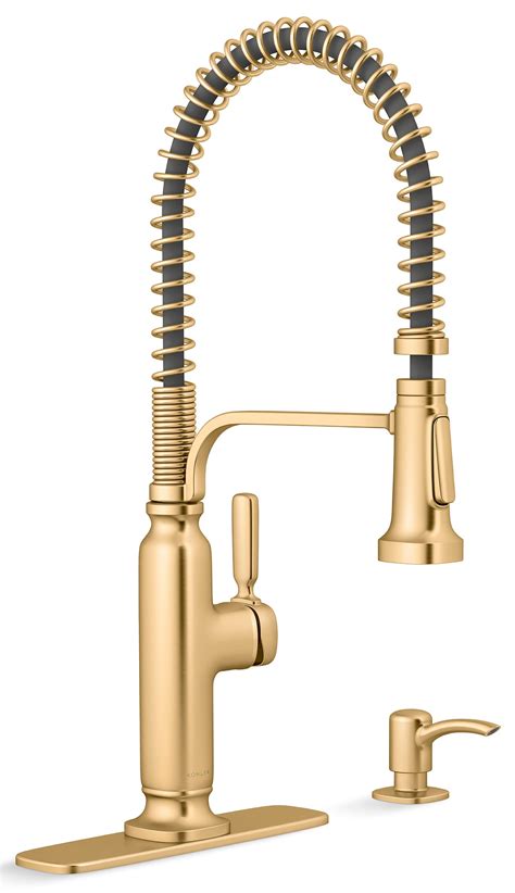 KOHLER Ealing Pre-Rinse Spring Vibrant Brushed Moderne Brass Single