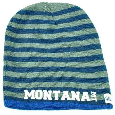 Montana State Knit Beanie Scrum Striped Cuffless Gray Hat Etsy