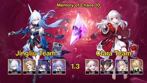 Jingliu Team Clara Team 1 3 Memory Of Chaos 10 3 Stars Honkai