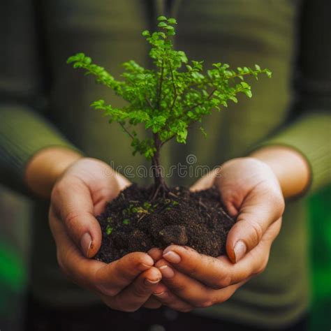 Persona Sujetando Una Planta En Sus Manos Con Suciedad En La Palma De