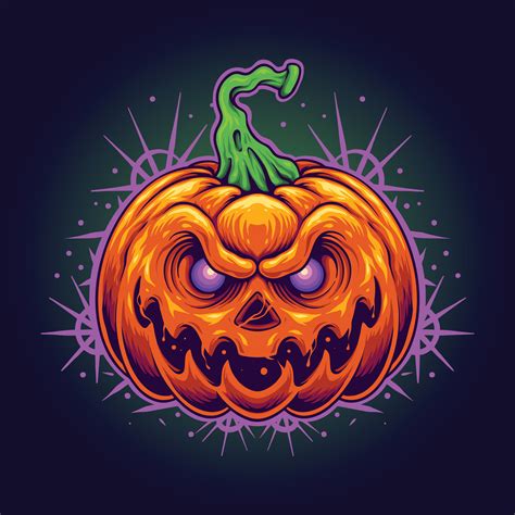 Creepy Pumpkin Jack O Lantern Illustration 27374790 Vector Art at Vecteezy