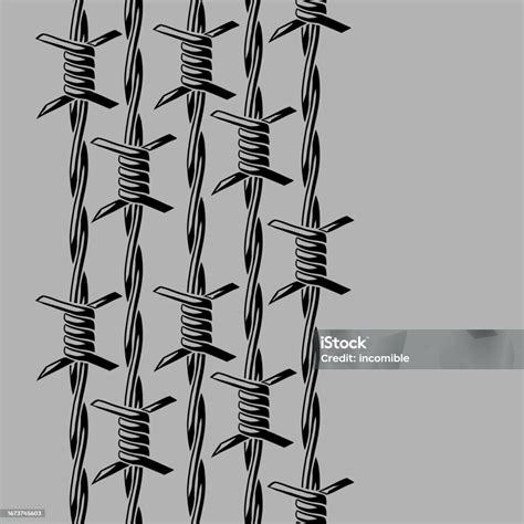 Barbed Wire Seamless Pattern Sharp Barbwire Border Chain Stock Illustration Download Image Now