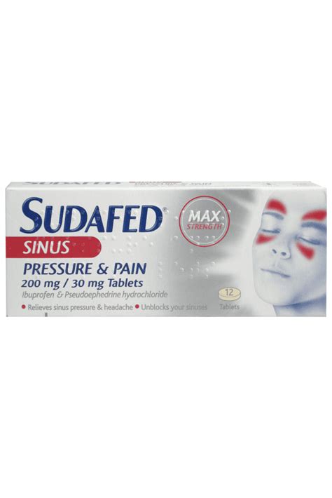 Sudafed Sinus Pressure And Pain Tablets 12 Tablets Allcures