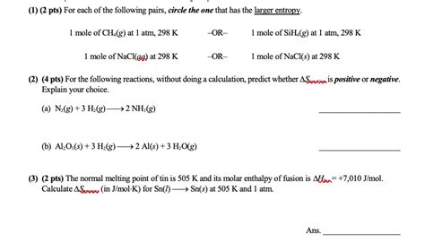 Solved 1 2 Pts For Each Of The Following Pairs Circle Chegg