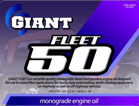 giant fleet   sizes  giant oil  lubricants